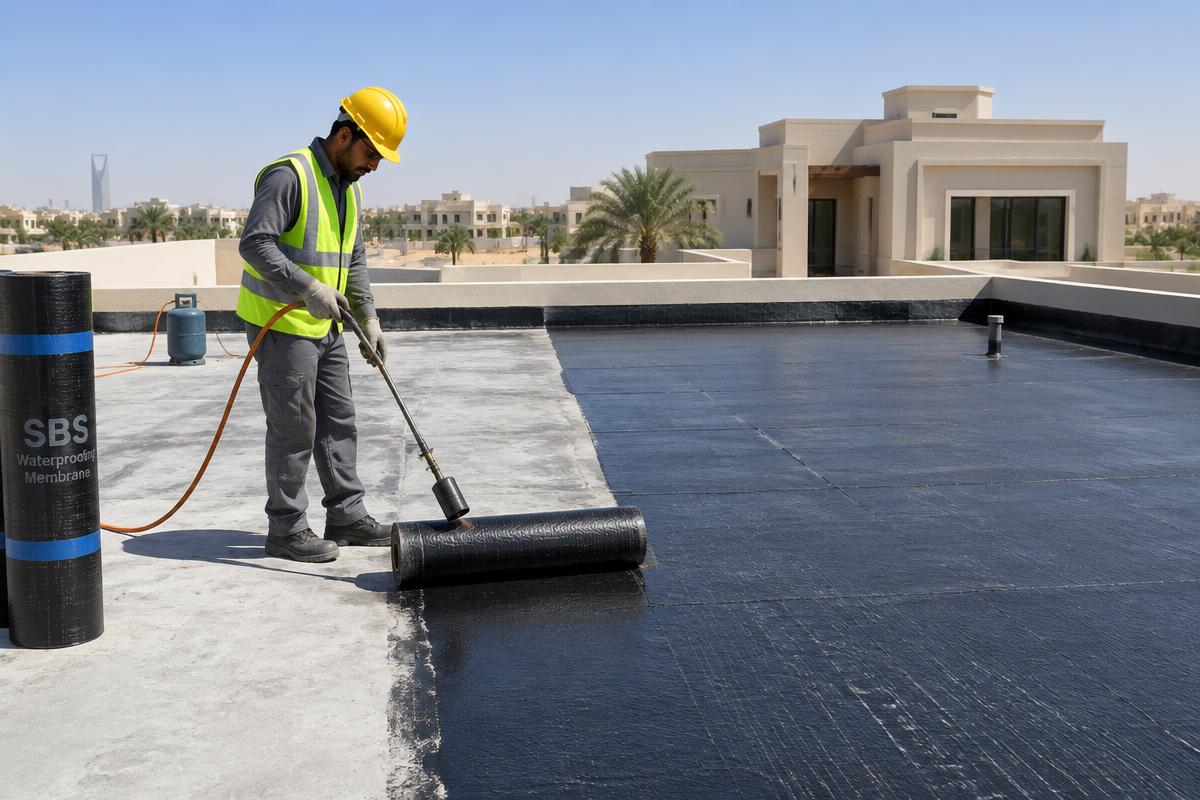 عزل أسطح بالرياض باستخدام رولات العزل المائي